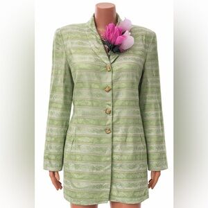 Tailored Light Green Striped Blazer Jacket